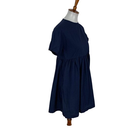 Hello Navy Fit And Flare Dress 6 Short Sleeve Back Zip Cottagecore Retro - Picture 4 of 9